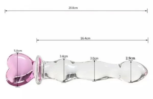 Dildo consolador de cristal transparente con corazón sensación térmica - Imagen 2