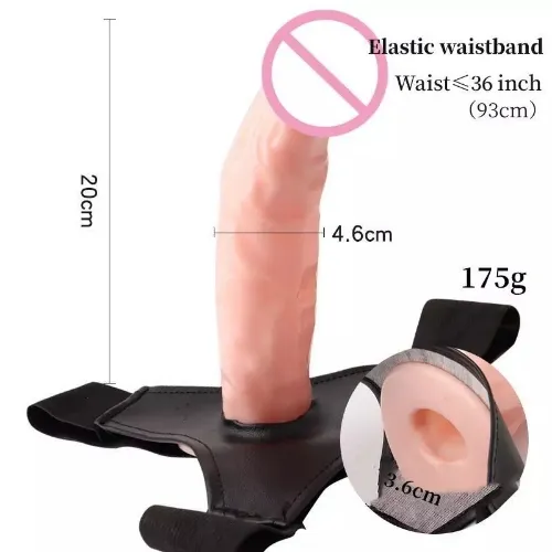 Dildo grande hueco con arnes en color negro 2