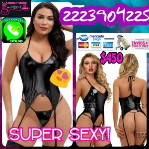Top con tanga imitacion piel