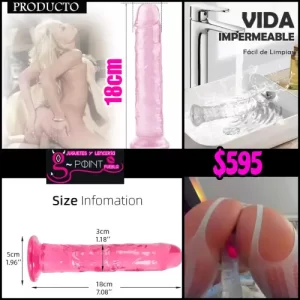 Dildo gel Mediano de 18x3cm rosa y transparente