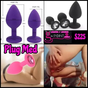 Plug silicona Mediano Negro Morado y fucsia