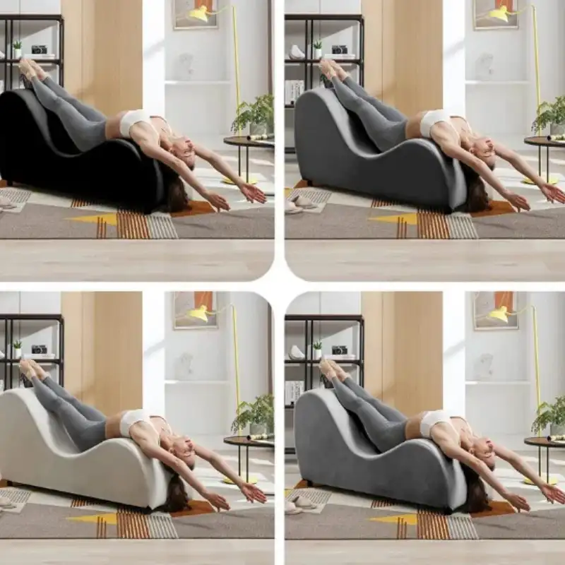 Sillón del Amor Tántrico Ergonómico - Múltiples Posiciones | Sexshop Puebla Sillón del amor tántrico ergonómico en diferentes colores mostrando posiciones para parejas, mueble sexual premium disponible en Puebla, cliente satisfecho de Zavaleta